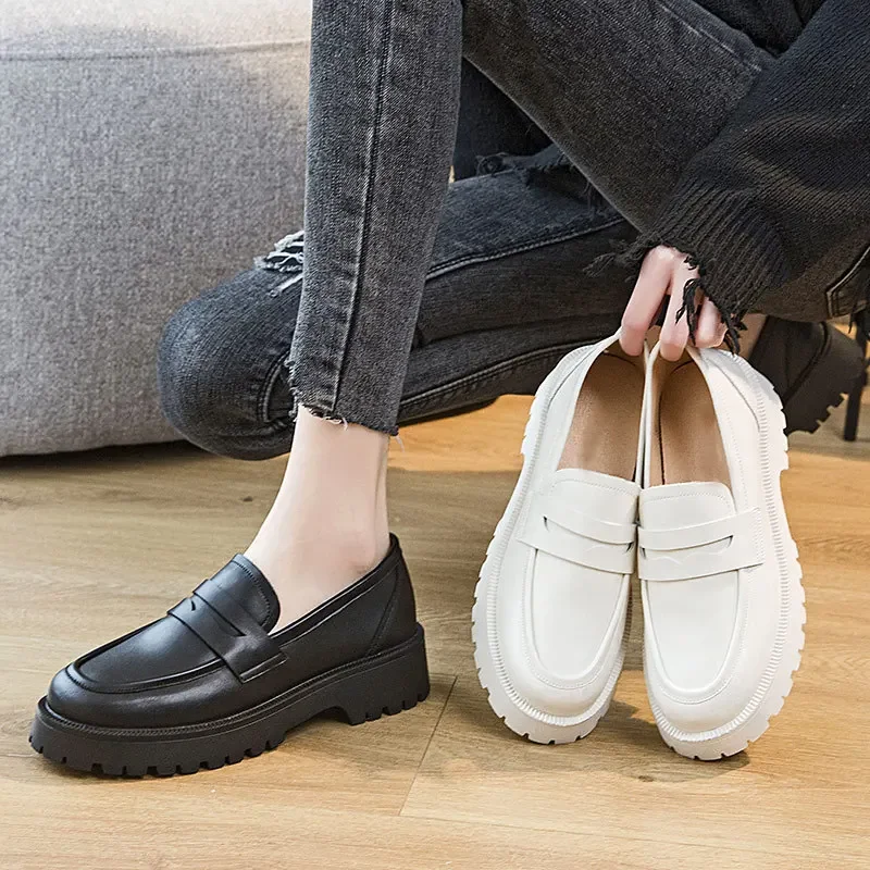 

Spring Autumn Women's Loafers Shoes Female British Style 2023 Daily Thick-soled College Casual Shoes Girl School