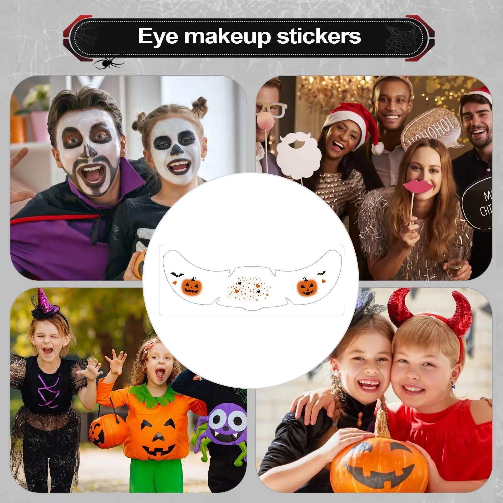 جديد هالوين العين ملصقات الكبار الاطفال الرجال النساء حفلة تنكرية العين ملصقات مخيف لاصق الخفافيش اليقطين بصمة الشارات مقاوم للماء #6