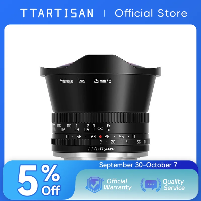 

TTArtisan 7.5mm F2 APS-C Wide Angle Fisheye Lens for SONY E FUJI X Canon M Nikon Z Leica L Panasonic Olympus M43 Camera Lense
