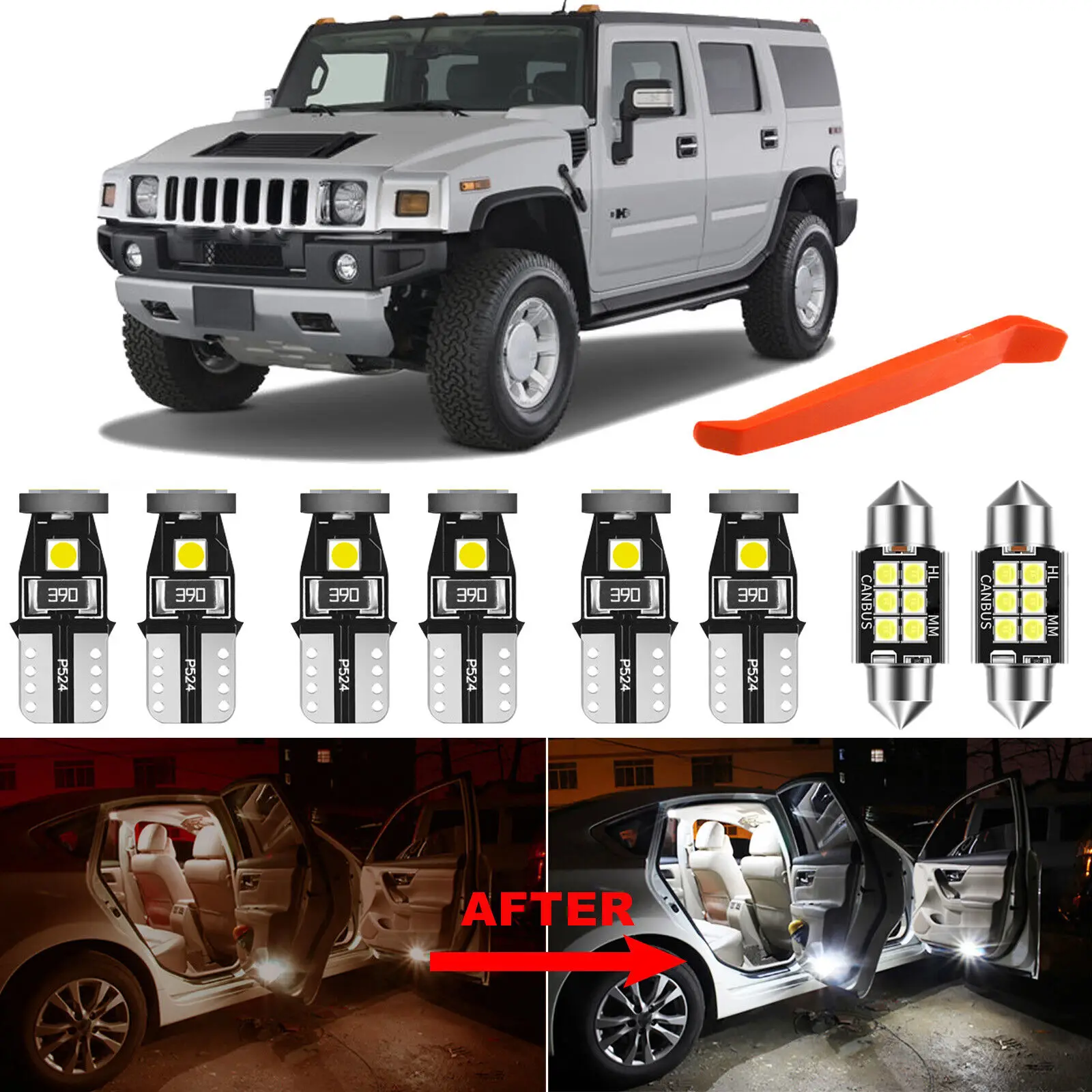 

Winetis 14 шт. 6000K белая фотолампа для 2003 - 2009 Hummer H2 + бесплатный инструмент