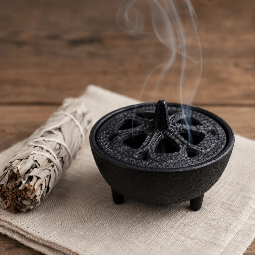 Mini Cast Iron Cone Incense Burner Creative Heat Resistance Cast Iron Incense Holder Peaceful Mind Retro