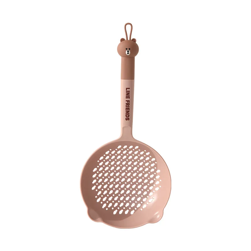 New Kawaii Brown Bear Sally Cony Large Colander Anime Cute Home Non-Stick Anti-Scalding Long Handle Draining Mesh Skimmer Spoon