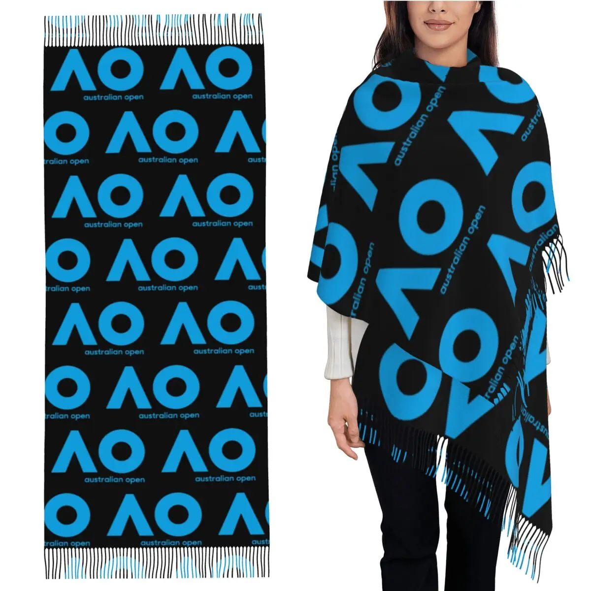 

Австралийский открытый шарф AO (синяя версия), шарфы с кисточками для женщин, мягкие теплые шали и накидки, большая осенне-зимняя шаль