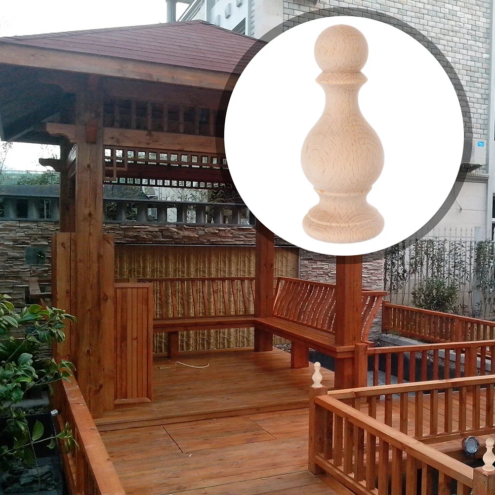 

3pcs Wood Finials For Curtain Rods Beige Unfinished End Caps Decorative Lamp Diy Craft Home Decor Fence Post Finial