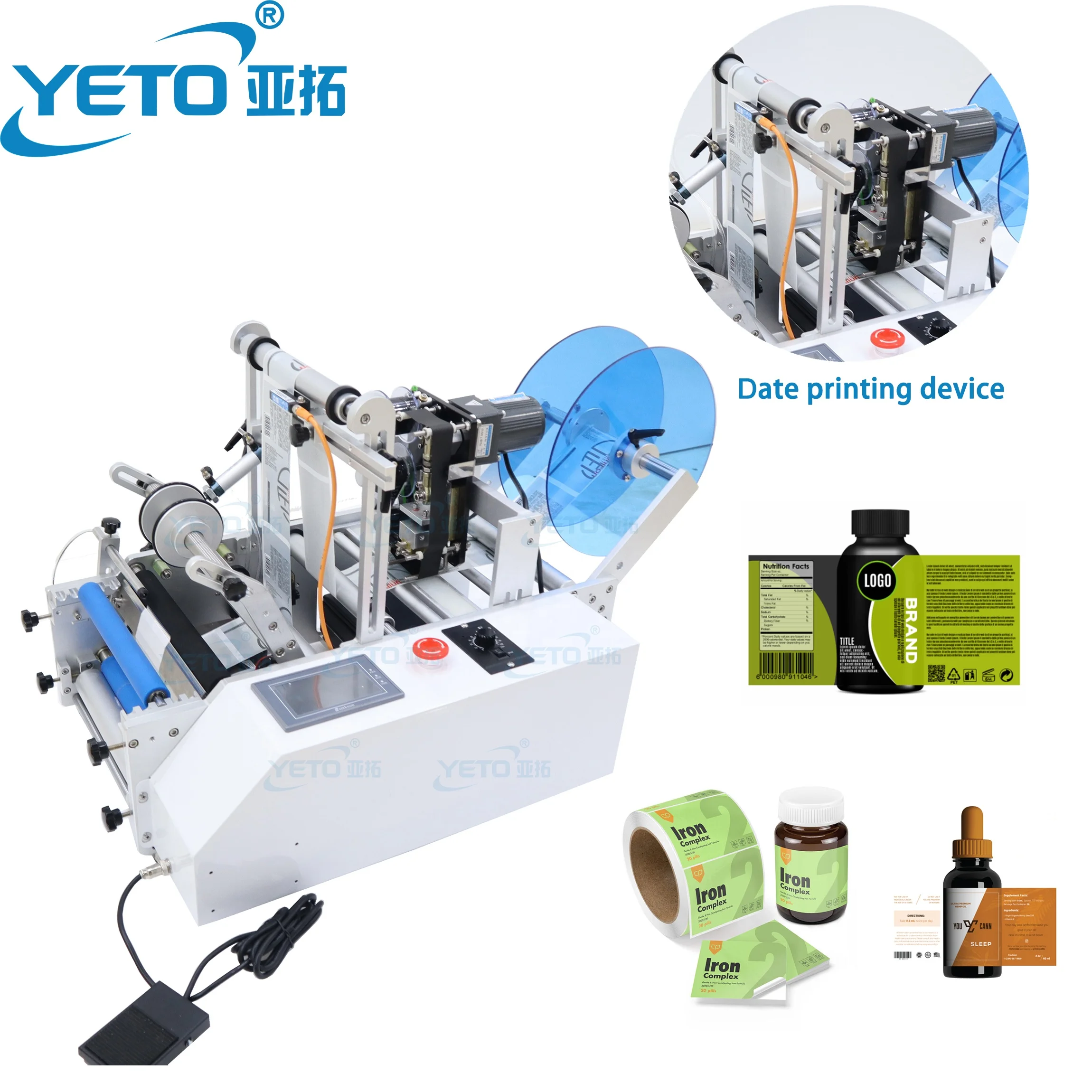 Electric Semi Automatic High Efficiency High Accuracy Touch Screen Control Bottle Labeling Machine