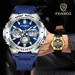 FOXBOX Men Digital Military Watch 50M Waterproof Wristwatch Sport LED Quartz Chronograph Watches Male Clock  Relogios Masculino