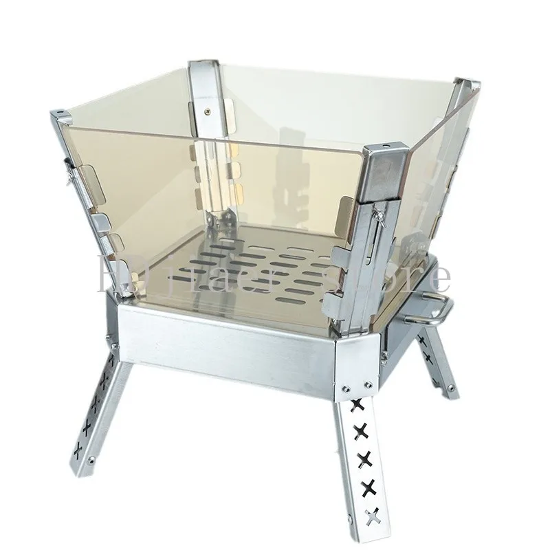 

Burning Platform Outdoor Stainless Steel Firewood Stove Portable Folding Bonfire Rack Microcrystalline Glass