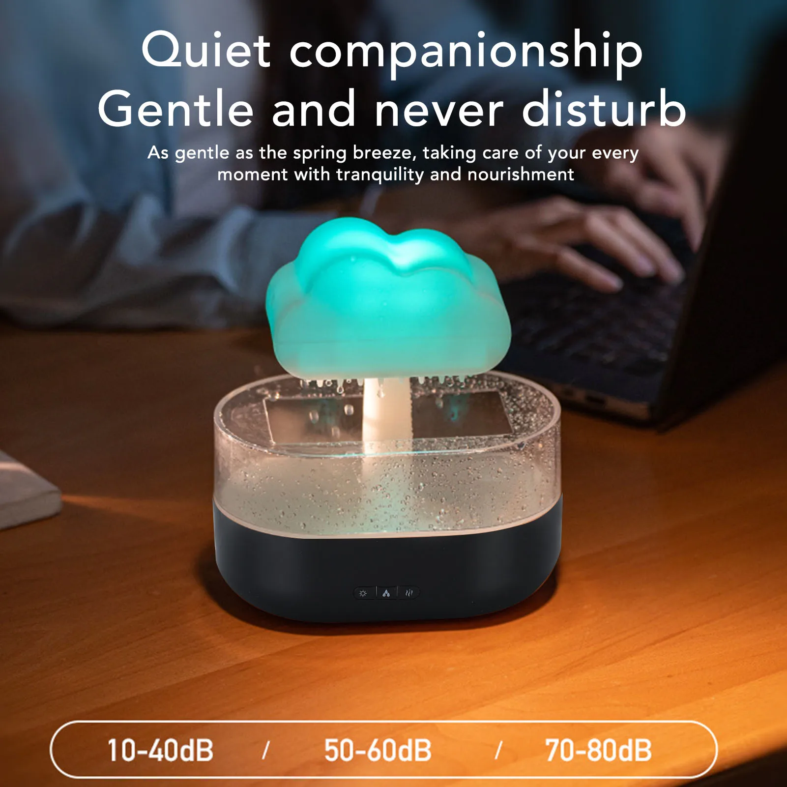 

Увлажнитель воздуха «Дождевое облако» 200 мл с 7-цветной LED-подсветкой, регулируемый, с питанием от USB, аромадиффузор для сна и релаксации