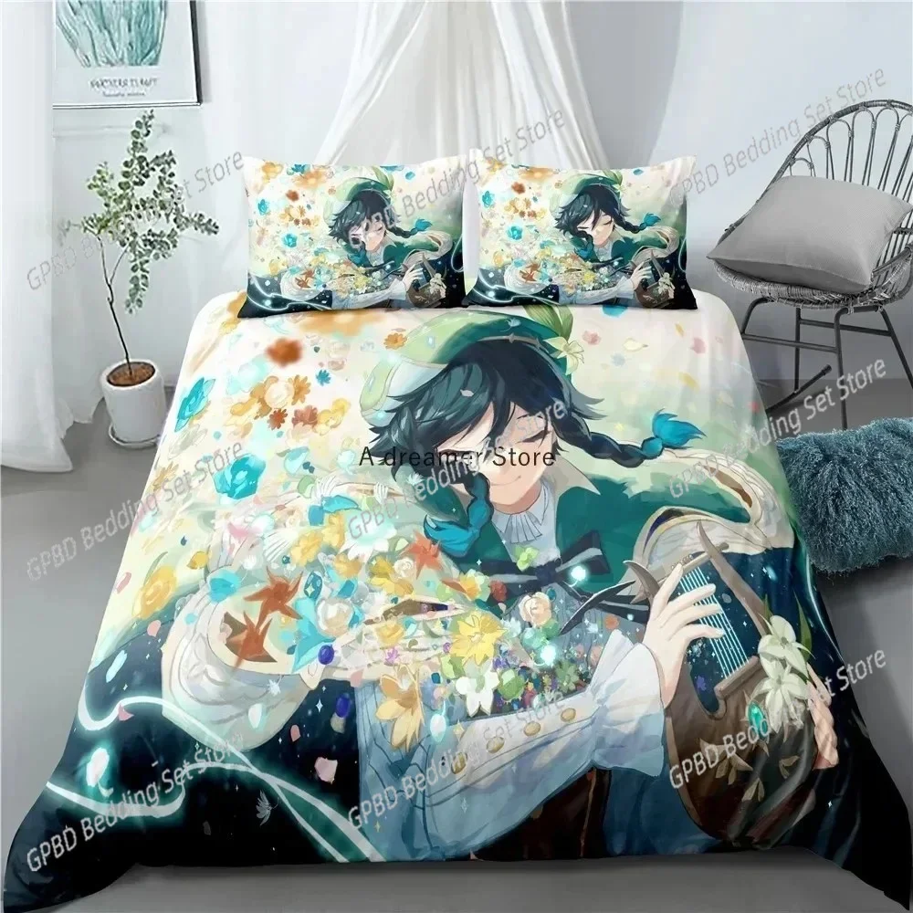 Touhou Project Remilia Scarlet Flandre Anime Duvet Cover With Pillowcases Purple Bedding Linen Genshin Impact Bedclothes