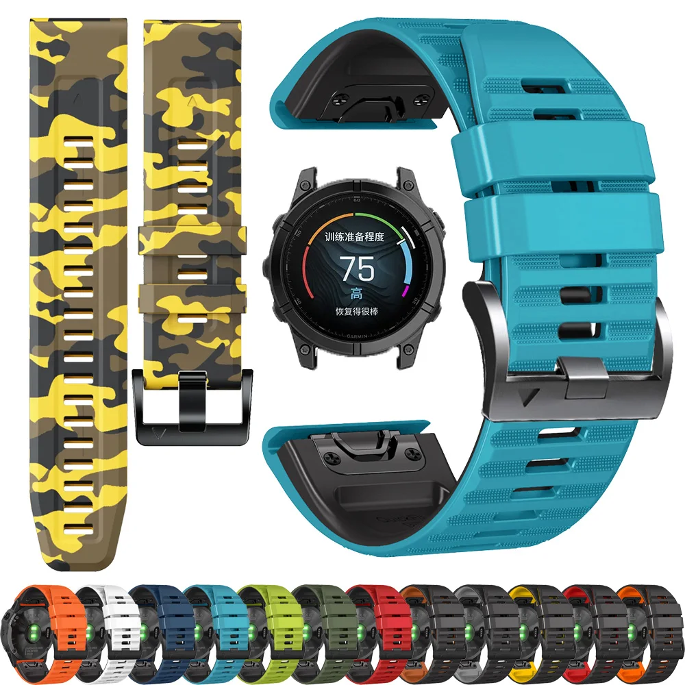 Quick Release 26mm 22mm Silicone Strap For Garmin Fenix E 8 47mm 7X 7 6X 6 Pro 5X 5 Plus Watch Band Smarwatch Wristband Bracelet