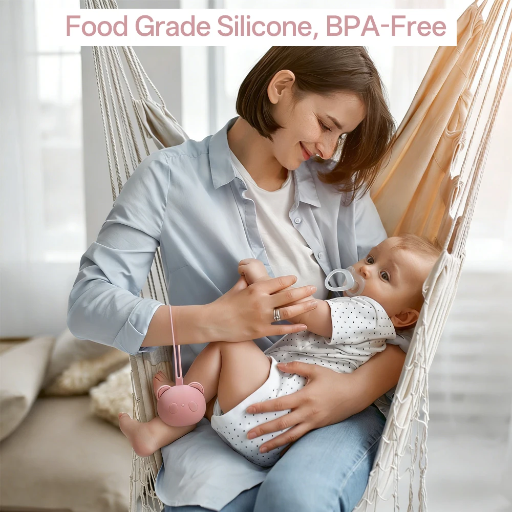 Panda Silicone Pacifier Case – Food Grade Dust-Proof Portable Storage for Baby Pacifiers, BPA-Free Essentials for Travel