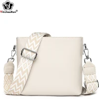 Bolso cruzado de cuero genuino 100%, bolso de hombro con correa ancha a la moda para mujer, bandolera de piel de vaca, Bolso pequeño y monedero