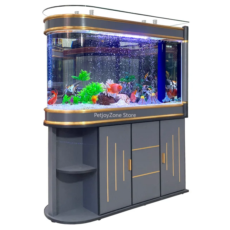 U Shape Bullet Design Glass Aquarium With Self-Cleaning Eco-Friendly System Automatic Operation For Home Entrance Partition