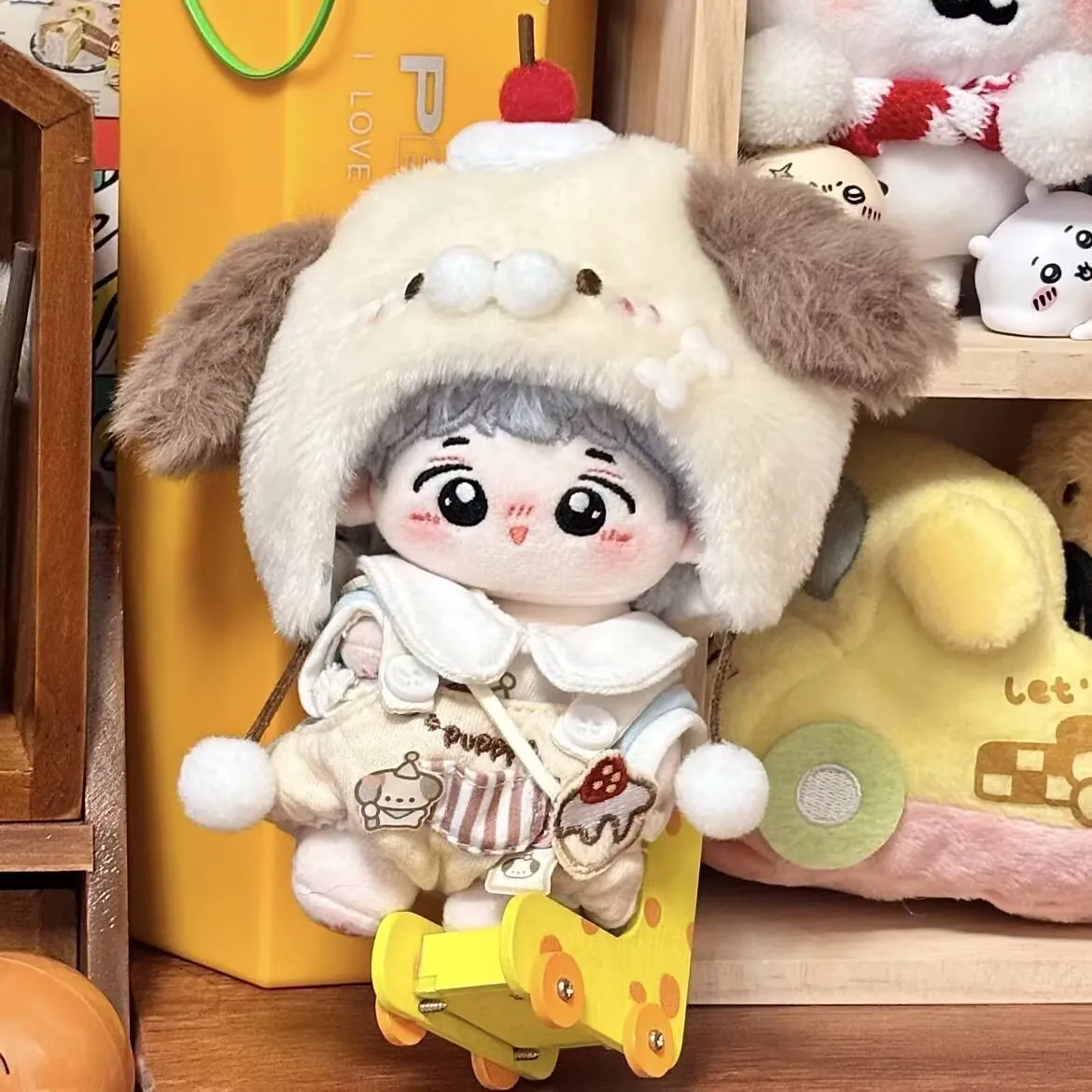 10cm / 20cm コットン製ドール「パピーケーキ」ドレスセット、キュートなドールドレスアクセサリー、カジュアルスポーツウェア、ぬいぐるみ着せ替え服