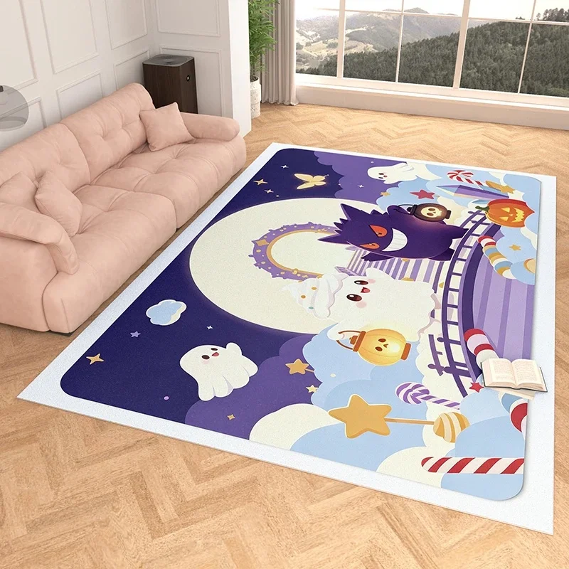 Halloween Gengar Ghost 3D Print Imitation Cashmere Rug, Soft Water Absorbent Large Floor Carpet For Living Room Bedroom Decor