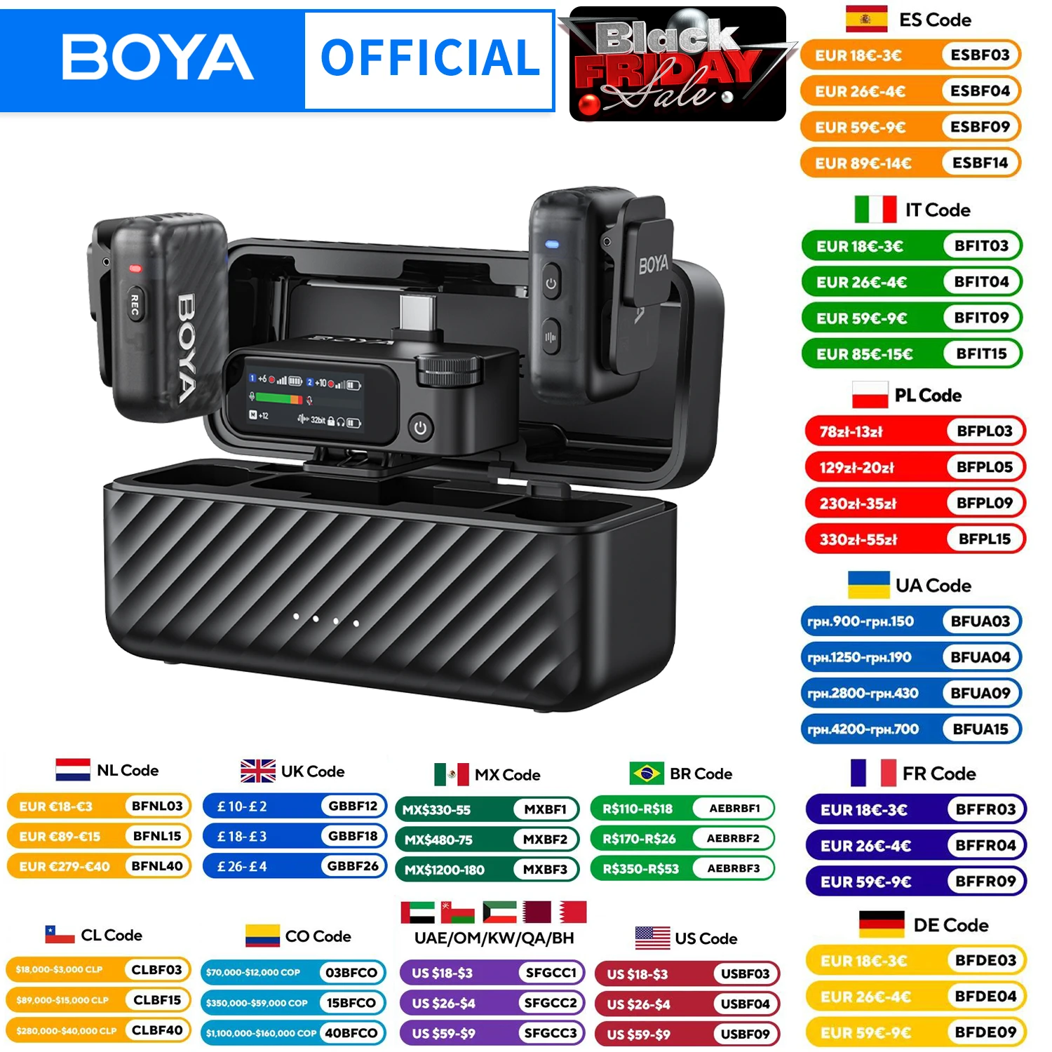 

BOYA BOYAMIC 2 Professional Wireless Lavalier Lapel Microphone for iPhone USB-C Android Camera for Live Streaming Recording Vlog