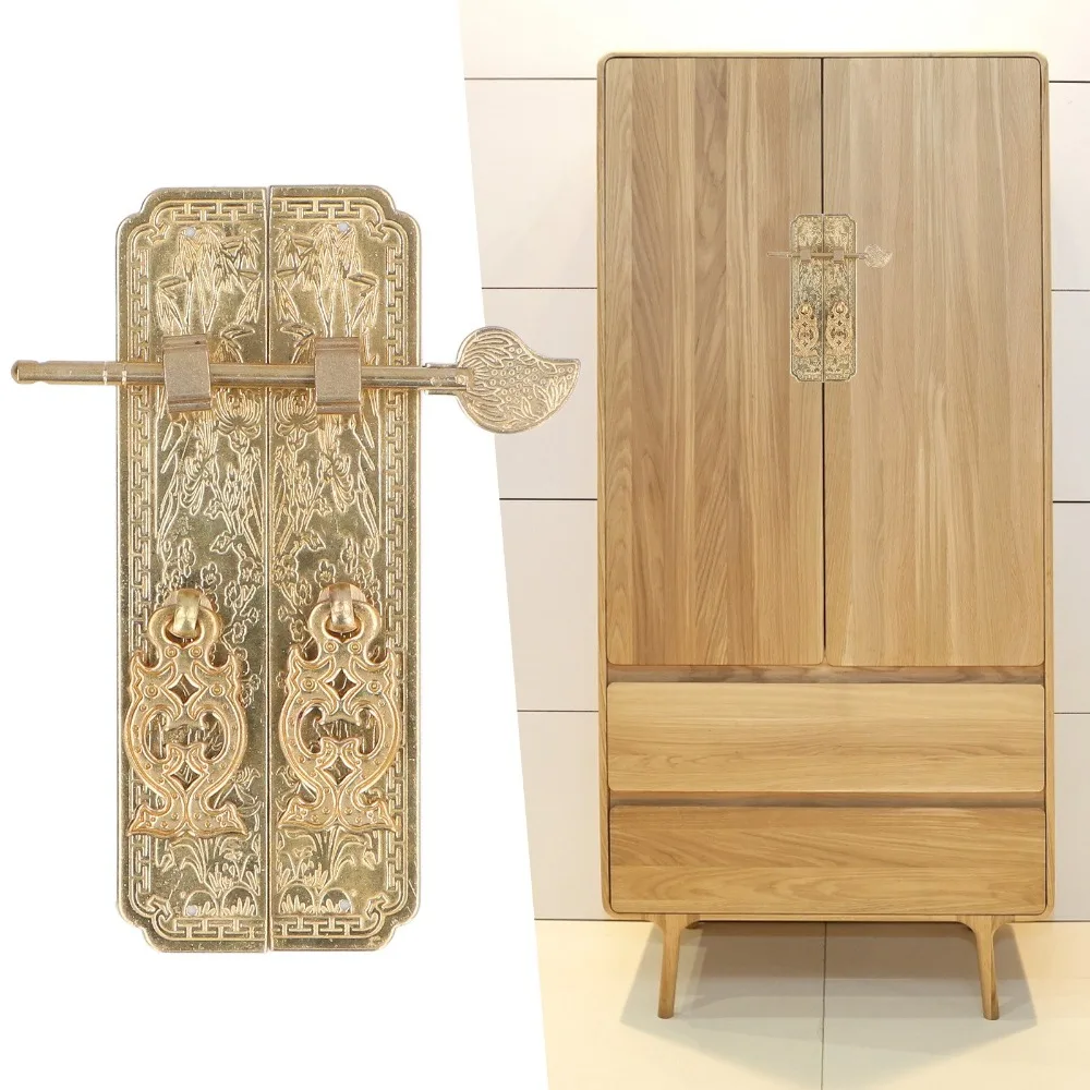 Retro Brass Cabinet Faceplate Chinese Style Ornate