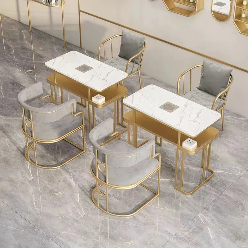 โต๊ะทำเล็บหินอ่อนหรูหรา พร้อมเครื่องดูดฝุ่น สำหรับช่างทำเล็บ ใช้ในร้าน กำลังลดราคา