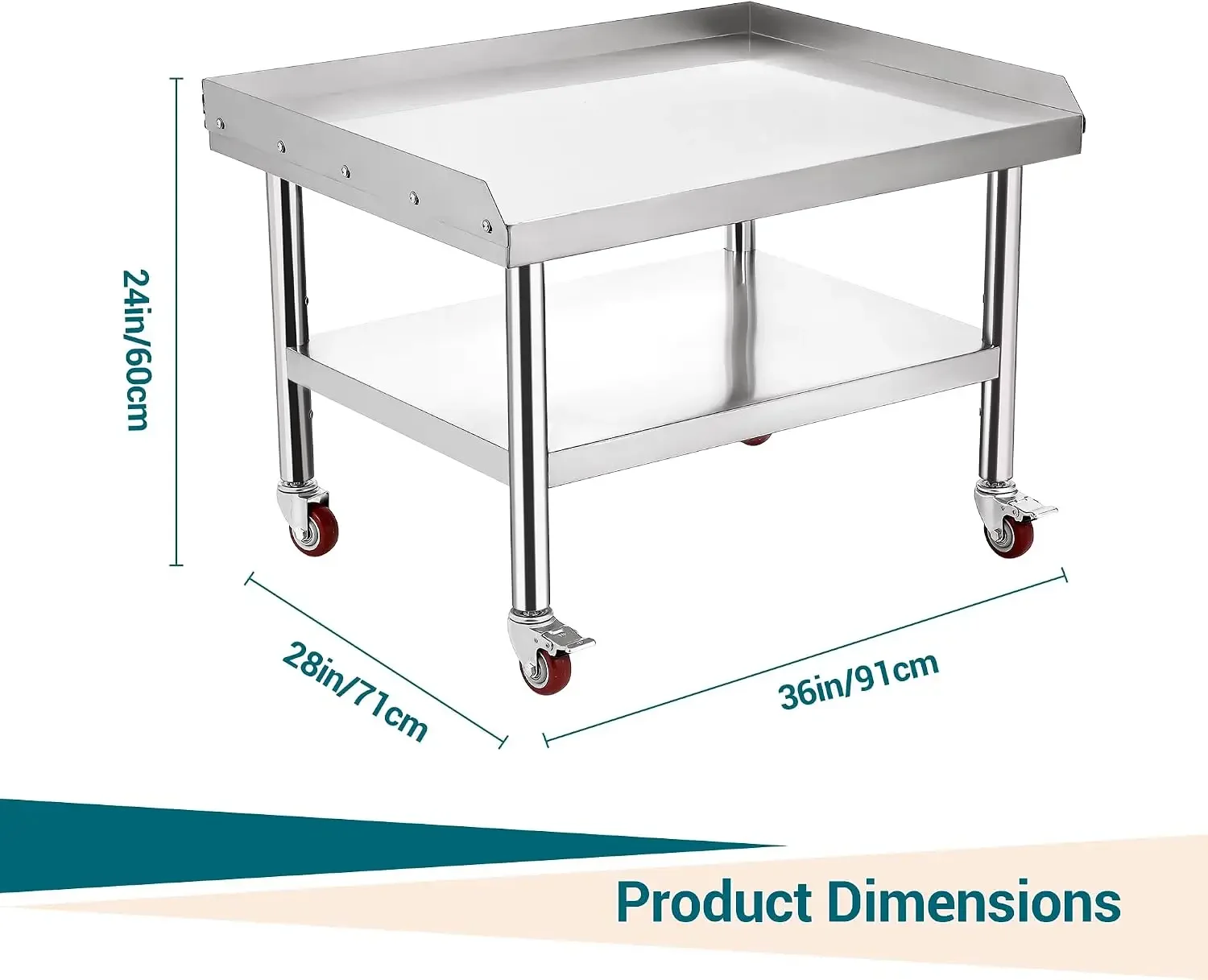 Work Table Stainless Steel Commercial 36 Inch 28 Inch 1000 Pound Capacity