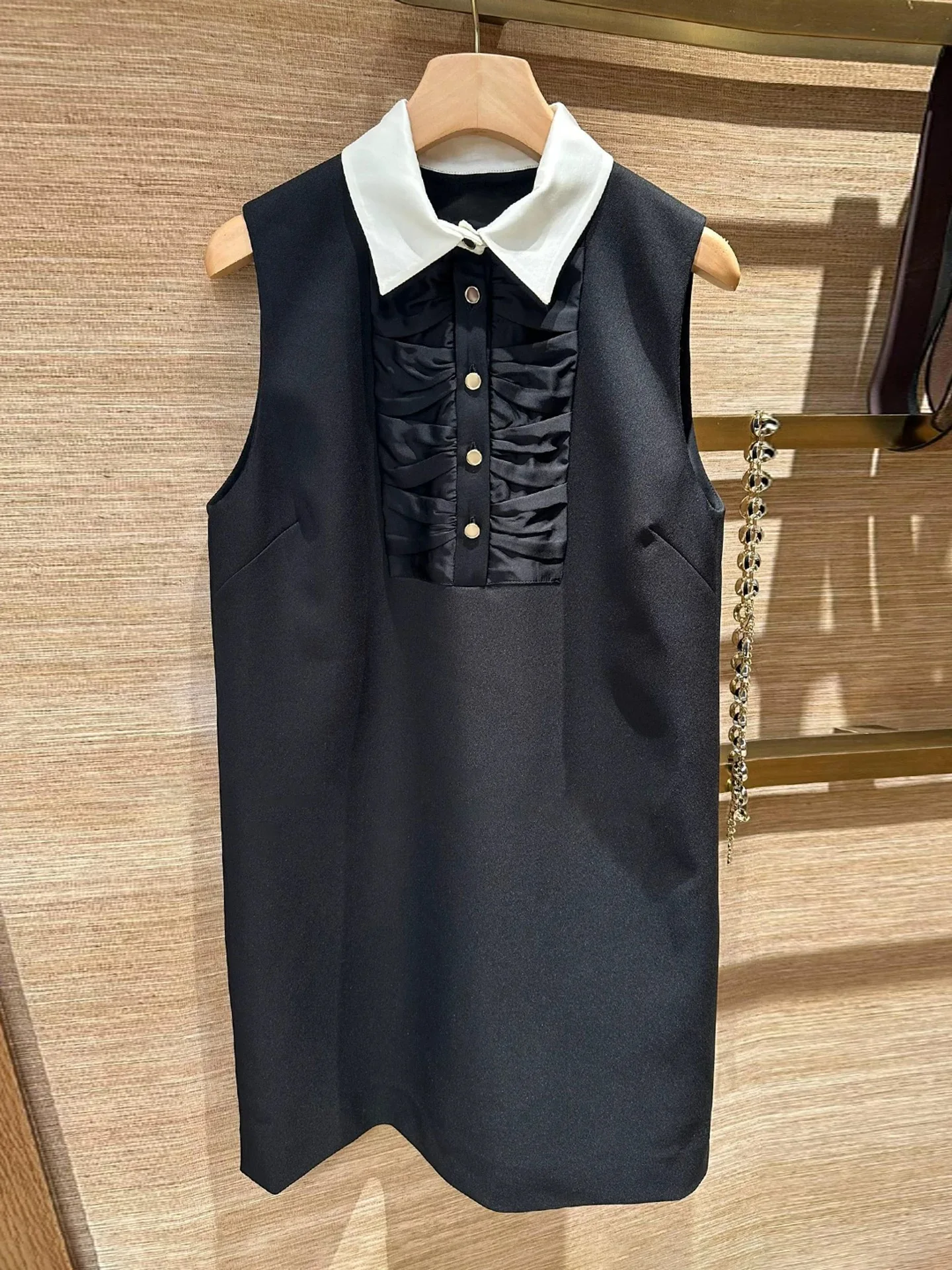 

Ele Bla Collar Svel Dr S Home 2025 Autumn New Sle Color Blo irt Collar Pleated High Waist Vest Skirt