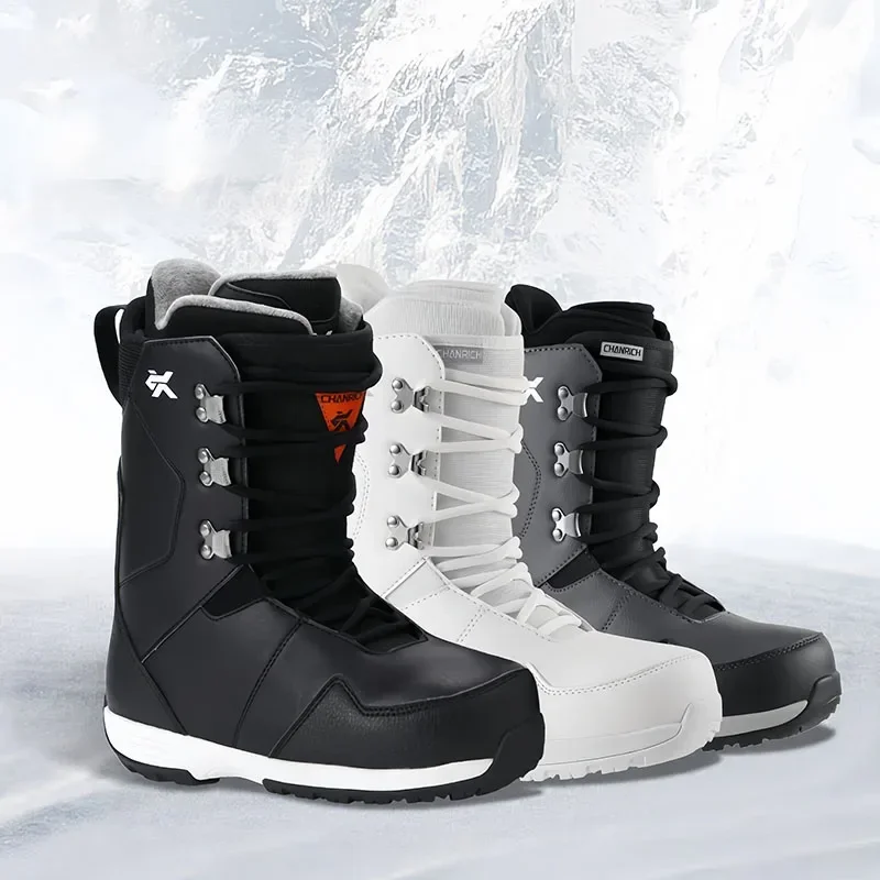 Zapatos de esquí para deportes al aire libre para hombres y mujeres, botas de esquí térmicas impermeables con cordones, equipo de snowboard ligero y versátil para invierno