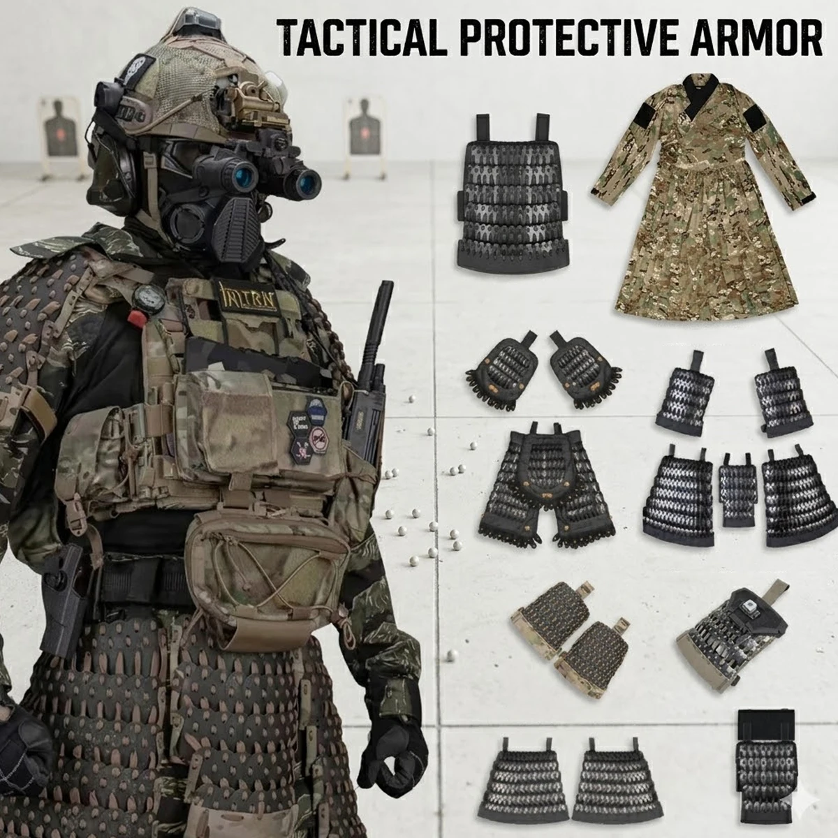 

Tactical Armored Skirt Stainless Steel Metal Protection Air Gun Paintball Protective Equipment for Role Playing Movie Props