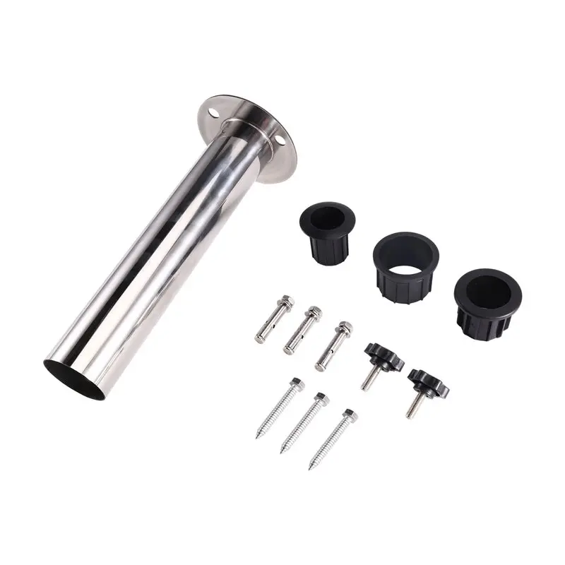 AB41-Patio Umbrella Holder Base Metal Clamp Deck Mount For Park Courtyard Fence Garden Parasol Stand