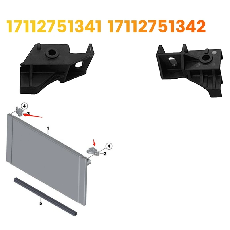 1Pair Car Radiator Mount Bracket 17112751341 17112751342 For BMW Mini R55 R56 R57 R58 R59 R60 R61 Water Tank Holder