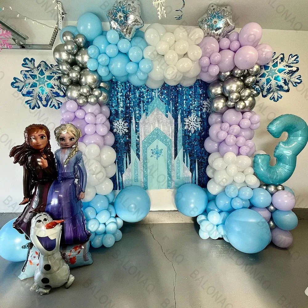 129pcs Frozen Foil Balloons Set Elsa Anna Princess Cartoon Theme Party Decorate Girl Birthday Baby Shower Wedding Party Supplies