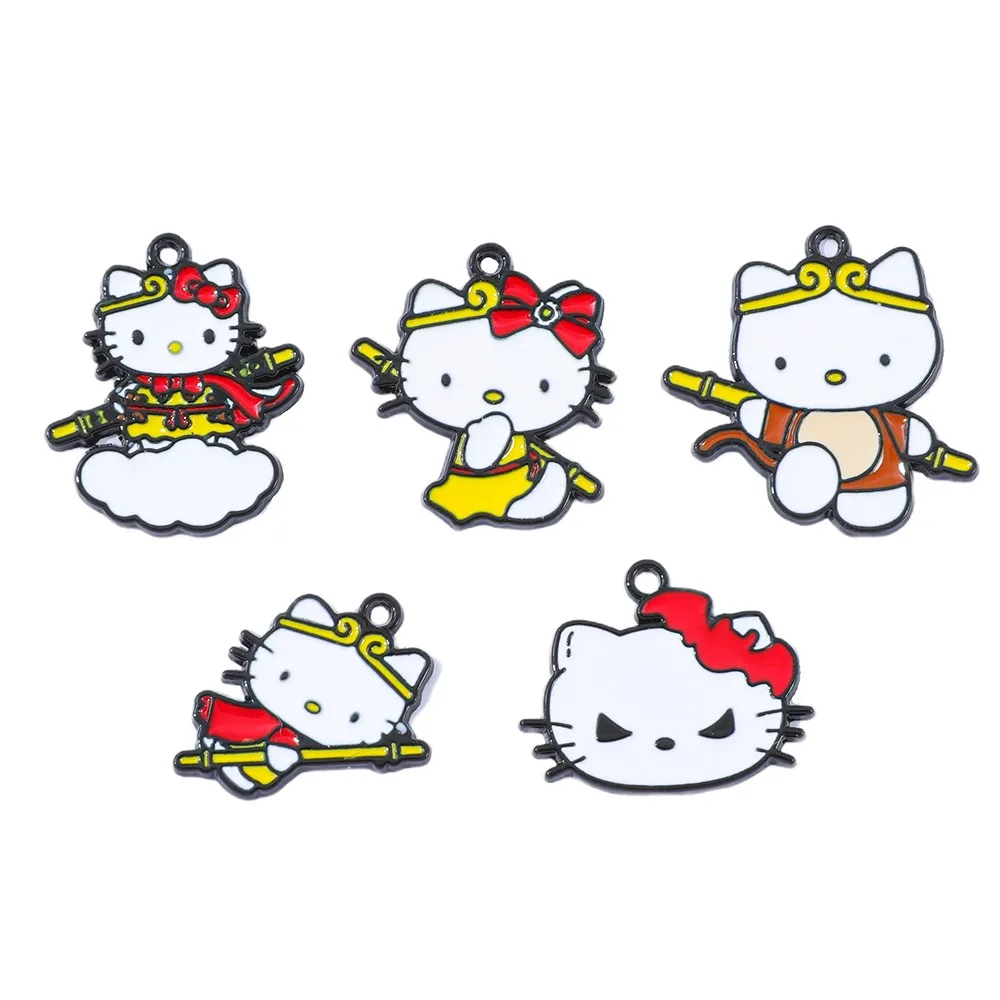 10pc Creative Anime Fashion Hello Kitty DIY Making Pendant Necklace Pendant Enamel Metal  Accessories Gift