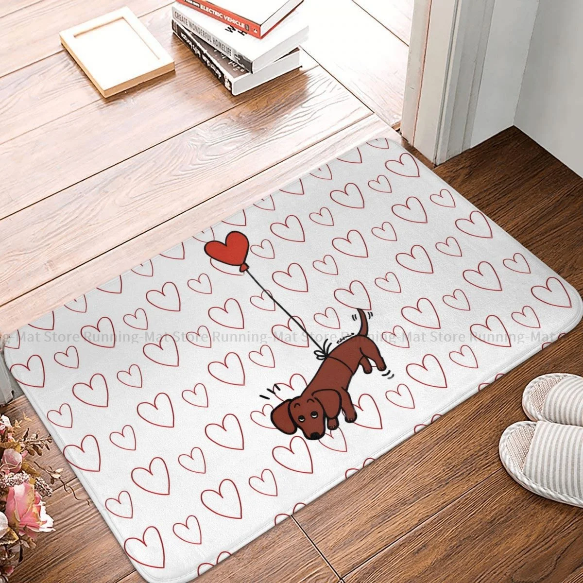 

Dachshund Pet Dog Bathroom Mat Red Smooth Haired Doormat Kitchen Carpet Outdoor Rug Home Decoration