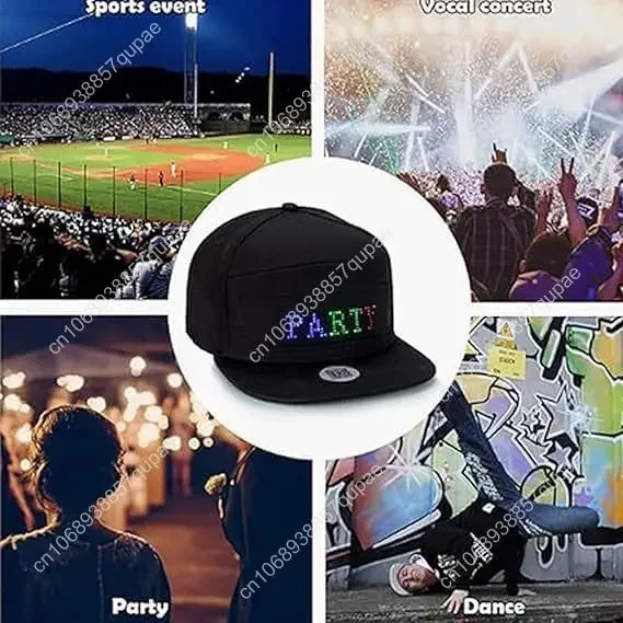 LED Rolling Display Hat - LED Programmable Display Message Baseball Cap, Bluetooth Editable Sign Hat