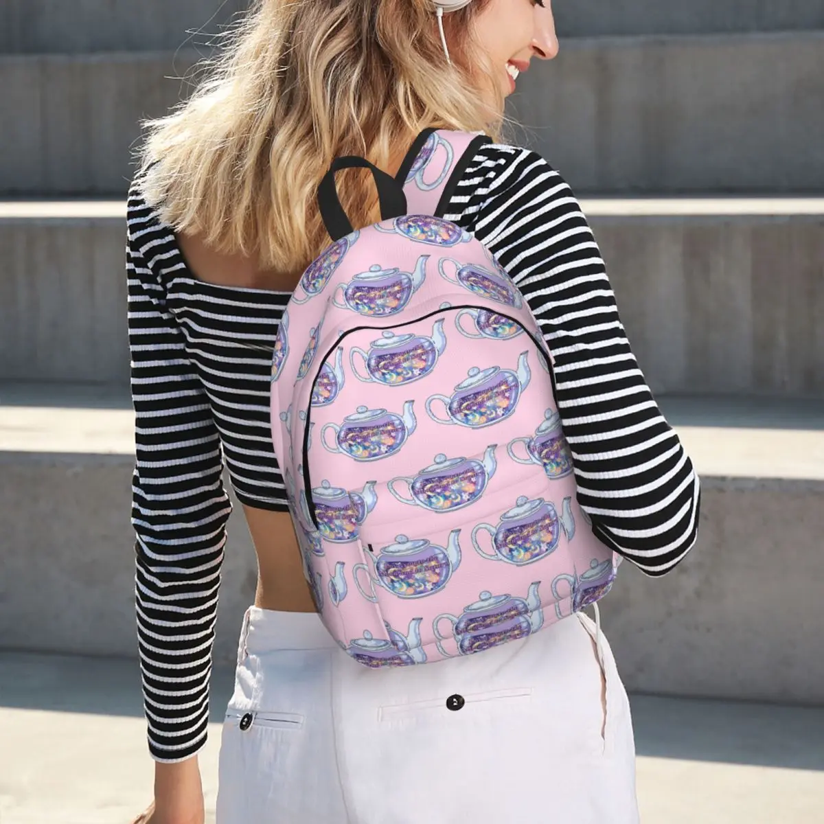 Moon And Saturn Teapot Backpack Student BookBag Children School Bag Laptop Shoulder Bags for Men Women