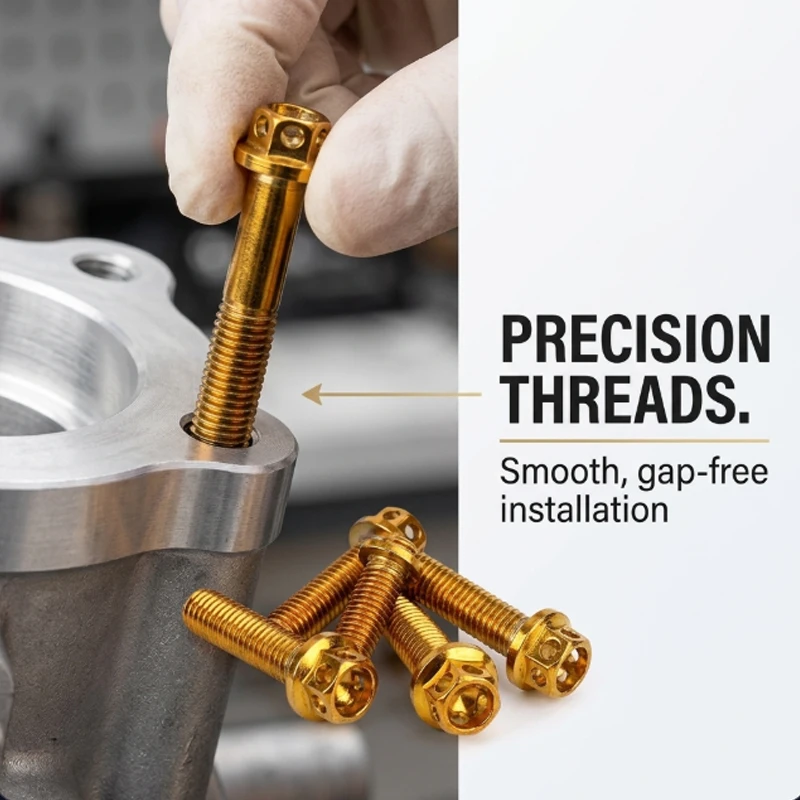 Motorcycle CNC Titanium Bolts M5 Gold Hex Head Double Hole Screws Motorbike Racing Modification Parts Accessories