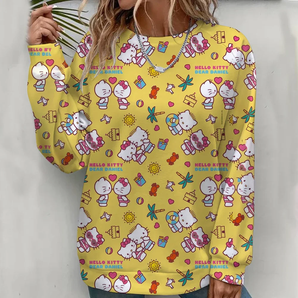 Sweat-shirt à col rond pour femme, confortable, à la mode et décontracté, imprimé unique, Hello Kitty, nouvelle collection automne 2026