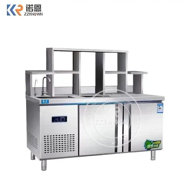 Commercial Quick Refrigerators Freezers Drinks Milk Tea Table 2 Door Bubble Tea Counter