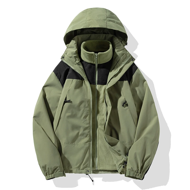 

Simple Fashion New Three-in-one Outdoor Jackets Suitable Men Women Wear Waterproof Breathable Fabric Camping Skiing Warm Jacket