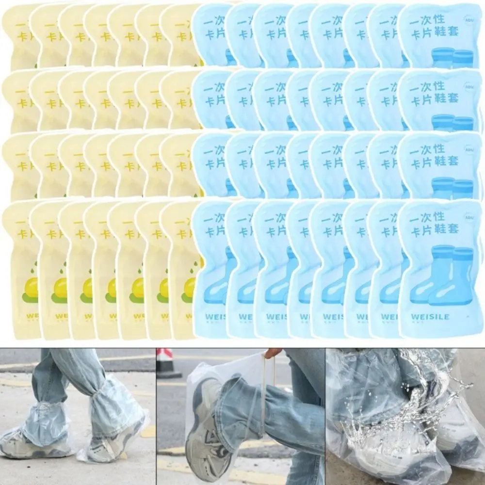 Plastic Disposable Rain Shoe Cover Thin Style Wear Resistant Shoe Protectors Waterproof Non-Slip Rain Boot Overshoes