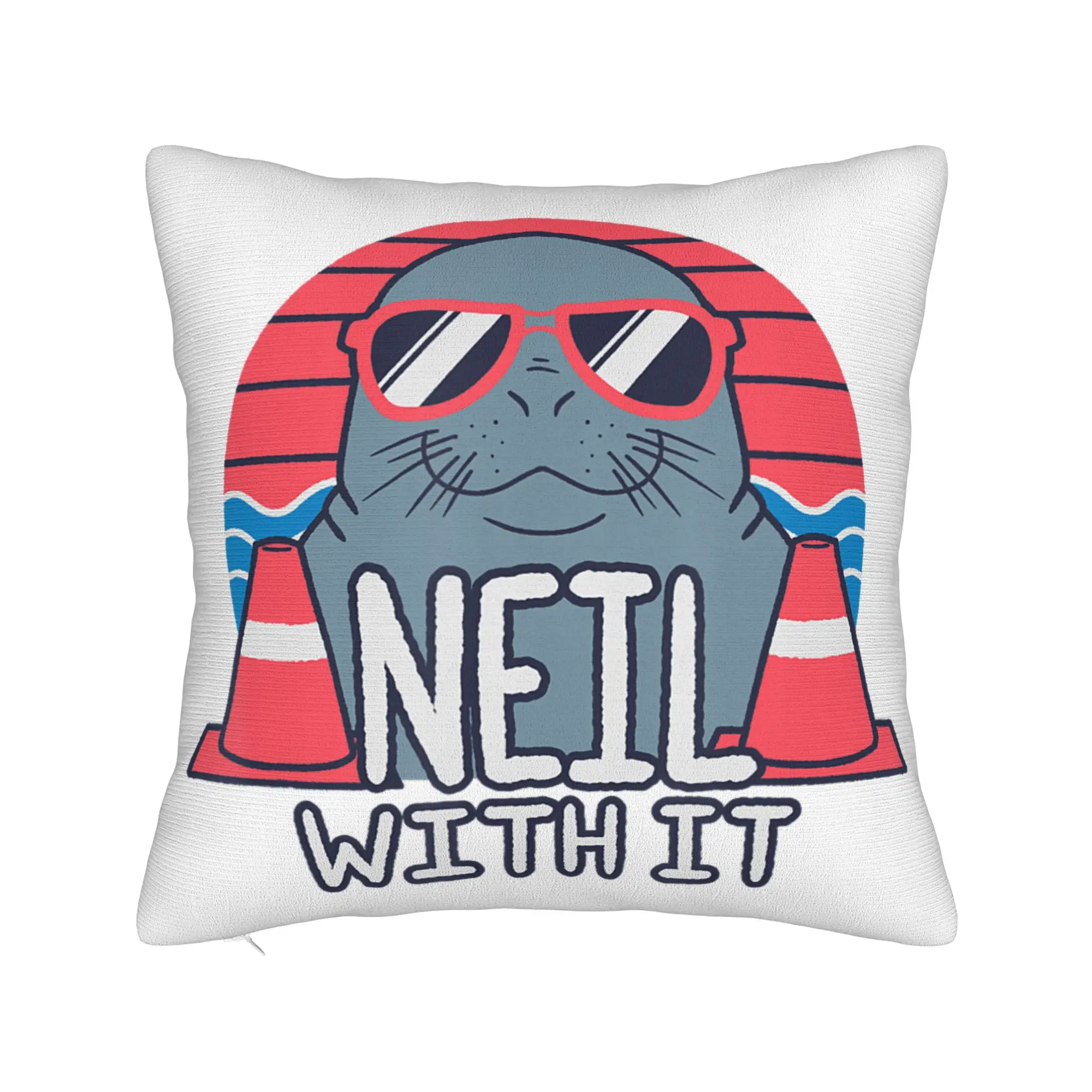 Neil the Seal Deal with It Funny Tasmanian Seal Pillowcase Soft Fabric Cushion Cover Decorations  Pillow Case Cover Bed