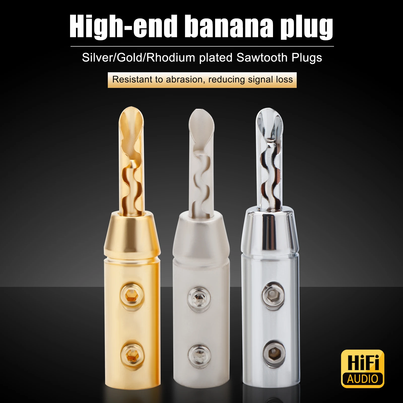 BFA Z-Typ Bananenstecker Lautsprecherstecker Doppelschrauben-Verriegelung Bananenstecker HIFI Audio-Qualität Steckverbinder Rhodium-Gold-Beschichtet – Detail 3