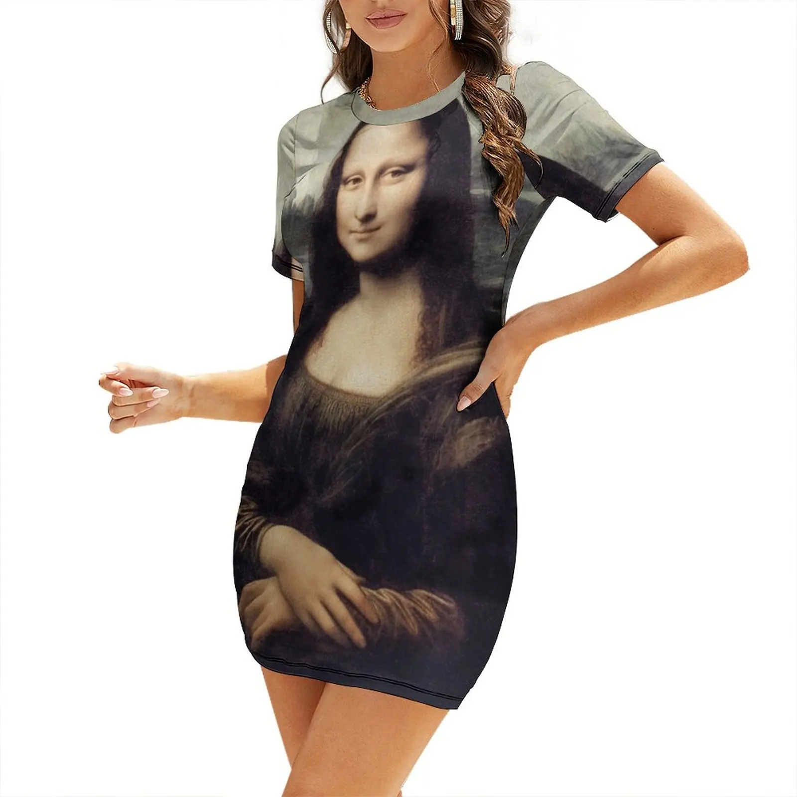 

Mona Lisa by Leonardo Da Vinci Short Sleeved Dress Women's dresses Women's summer dress