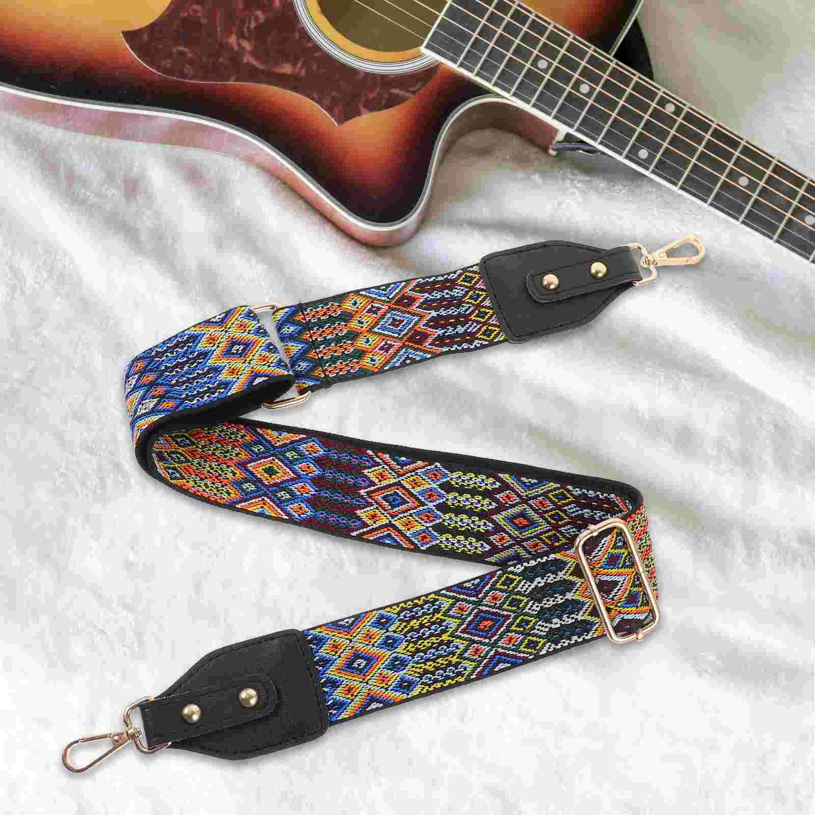 Guitar Shoulder Banjo Straps for Men Delicate Belt Man Mandolin Black Tote Bag