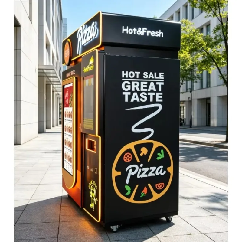 2026 new hot food pizza bread vending machine, 55-inch touchscreen, SDK support, ADA compliant, POS system, exchangeable change
