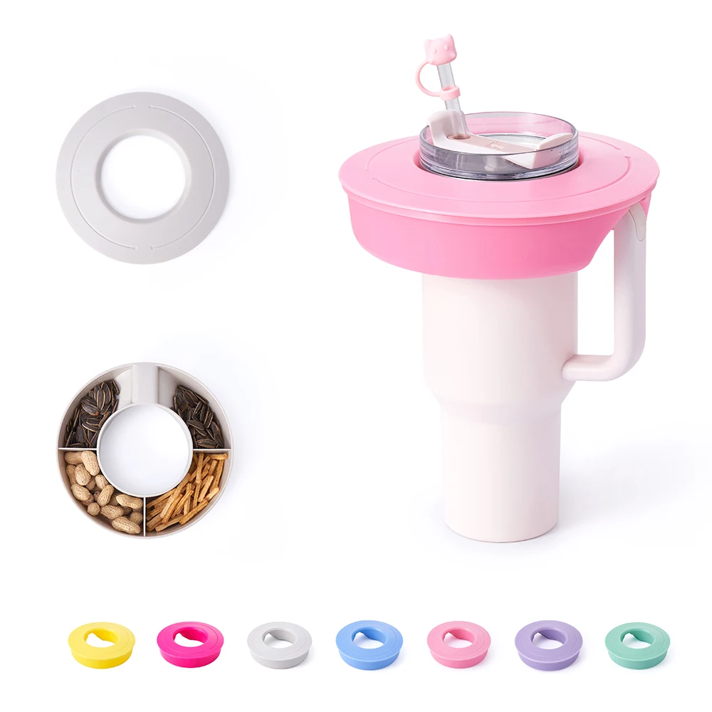 

Vlixen Snack Bowl with Cover for Stanley 40oz Tumbler with Handle Plastic Snack Tray Snack Ring Suitable for Car Cup Holder