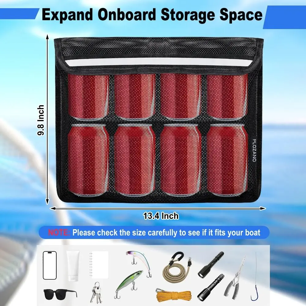 Portable Self Adhesive Boat Storage Bag Reflective Leak-Proof Boat Organizer with Lid Mesh Bag for Gloves Flashlight