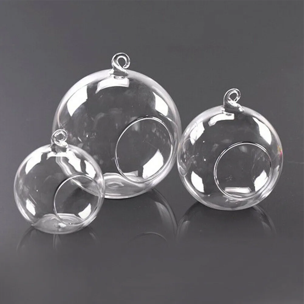Hanging Glass Balls Garden Home Decor Flat Bottom Flower Indoor Decor Party Plants Tea Lights Flower Terrariums