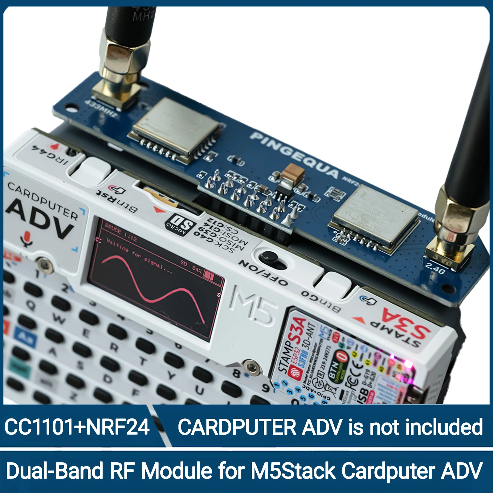 Modulo RF 2 in 1 per M5Stack Cardputer ADV, compatibile con NRF24+CC1101, doppia scheda wireless da 2,4 GHz 433 MHz, filtraggio migliorato