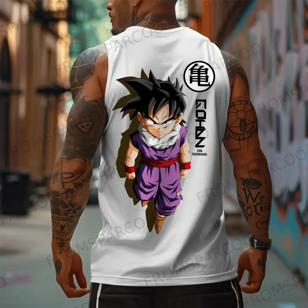 Dragon Ball Anime Goku periférico impreso puro algodón camiseta sin mangas 2025 gimnasio ropa deportiva Casual hombres suelta verano moda chaleco Topins