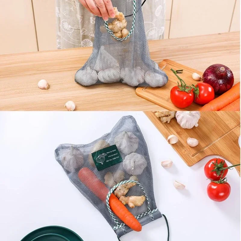 Cotton Mesh Vegetable Bags Produce Bag Reusable Cotton Mesh Vegetable Storage Bag Kitchen Fruit Vegetable with Drawstring