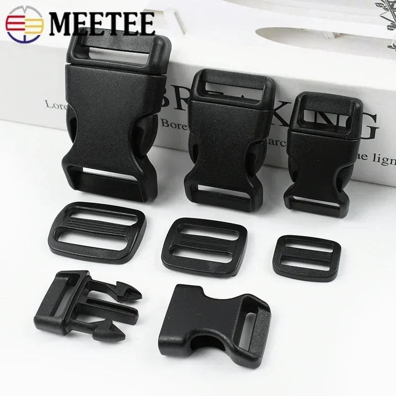 2-10Sets 15/20/25mm Plastic Buckles Clip Bag Strap Adjuster Ring Hook Release Belt Buckle Backpack Webbing Closure Clasp Sewing